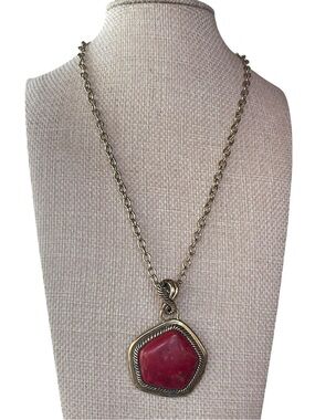 Studio Barse Red Jasper Pendant Necklace Bronze Artisan Statement